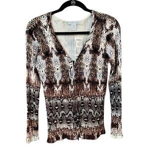 NWT Alberto Makali Women's Snake Print Blouse - Brown and Black